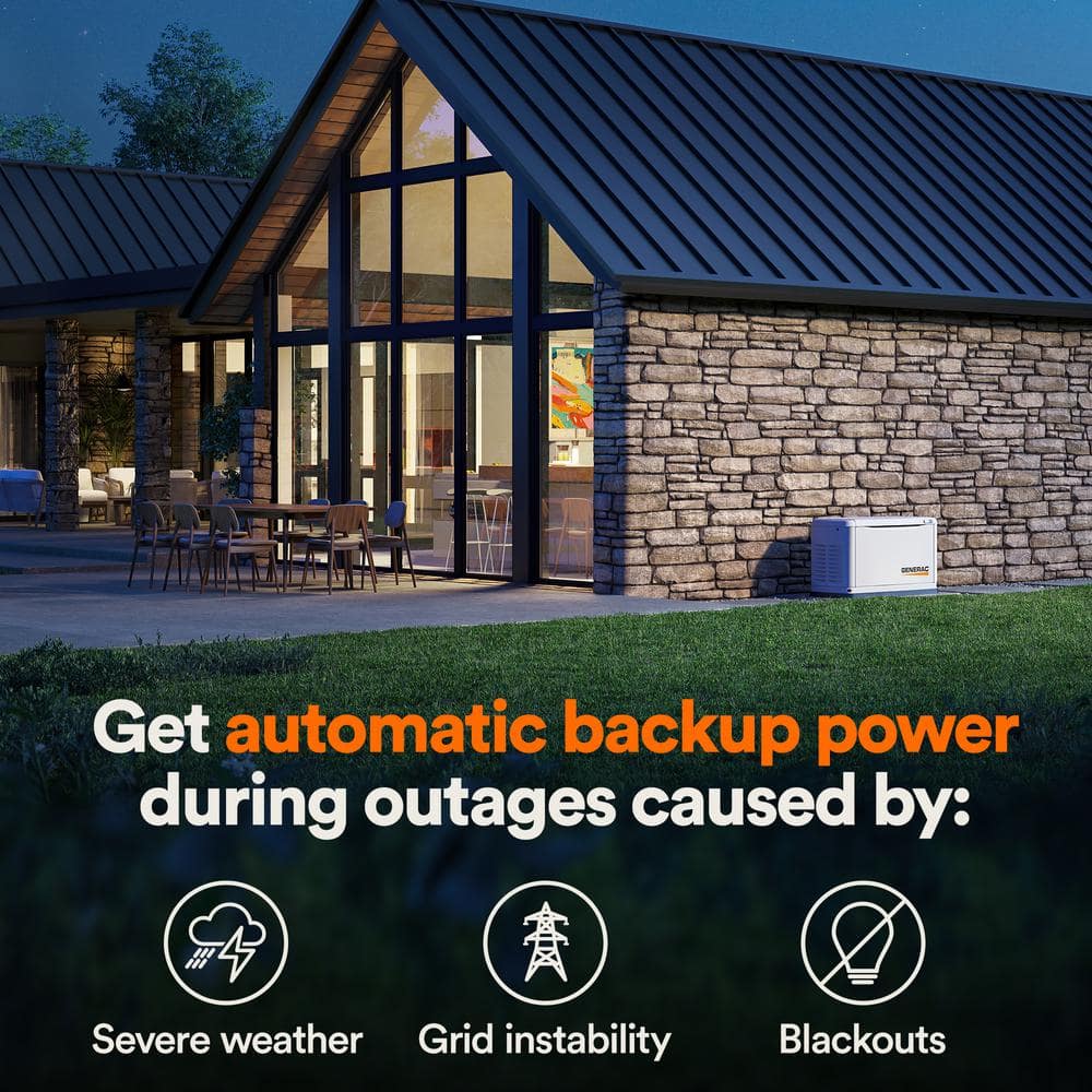 Generac 22,000 Watt - Dual Fuel Air- Cooled Whole House Home Standby Generator, Smart Home Monitoring & 200-AMP Transfer Switch 7043