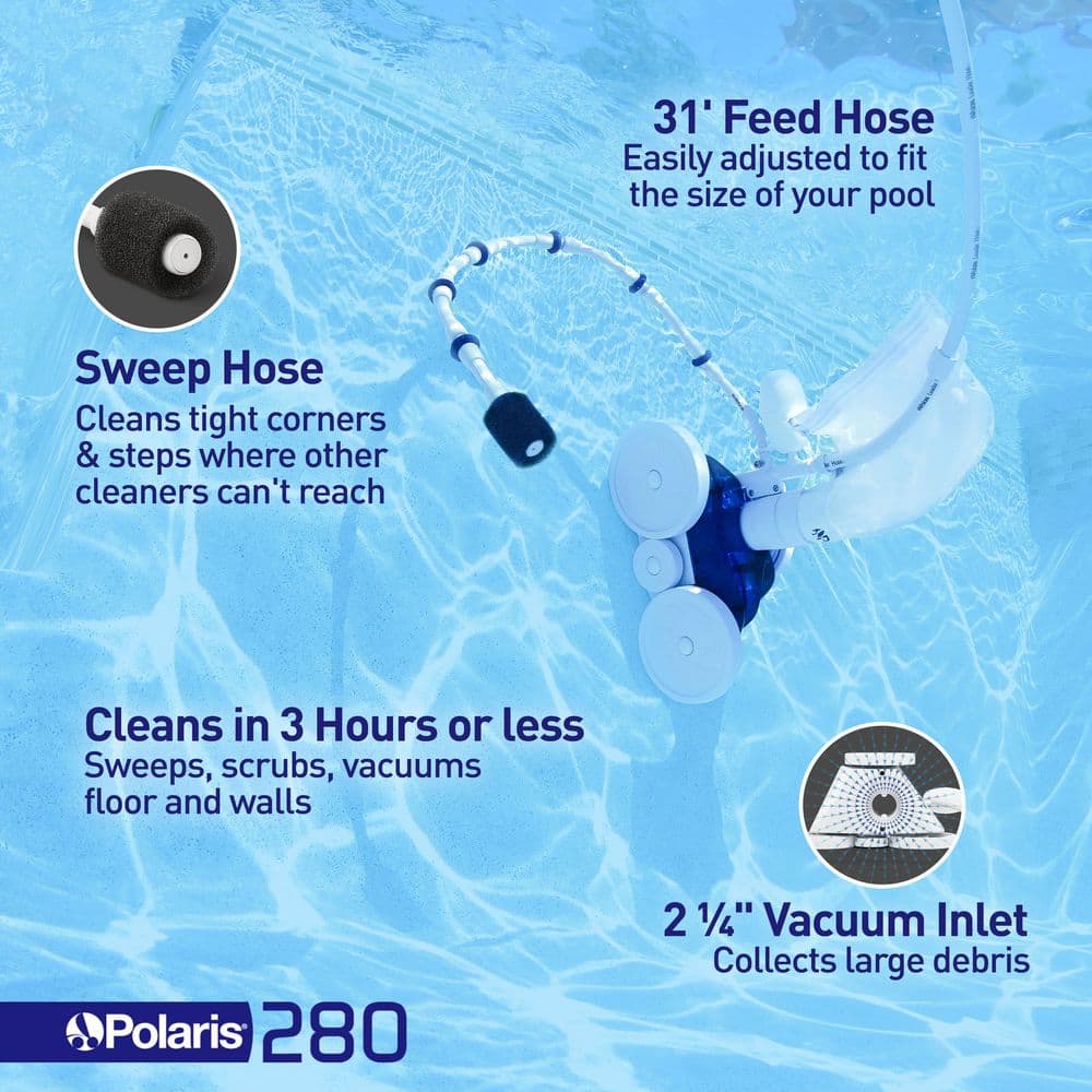 Polaris Vac-Sweep 280 Automatic Inground Pressure Side Pool Vacuum F5