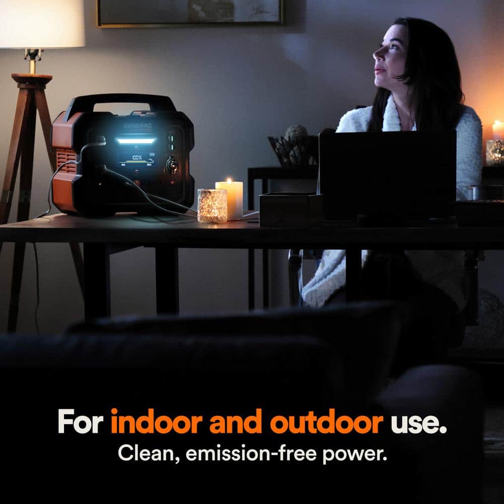 Generac 1600W Output / 3200 Peak 2106Wh Portable Battery Power Station with Push Button Start and Solar Charging - GB2000 8026
