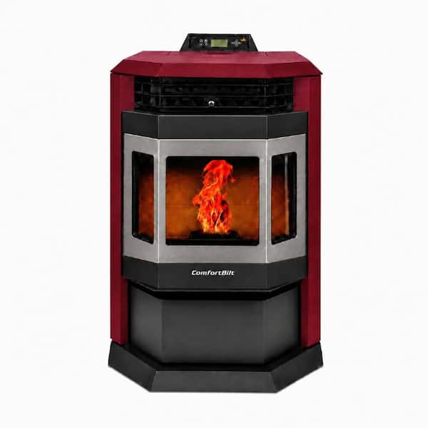 ComfortBilt 2,800 sq. ft. Pellet Stove with 55 lbs. Hopper in Burgundy and Stainless Steel Trim HP22BUss