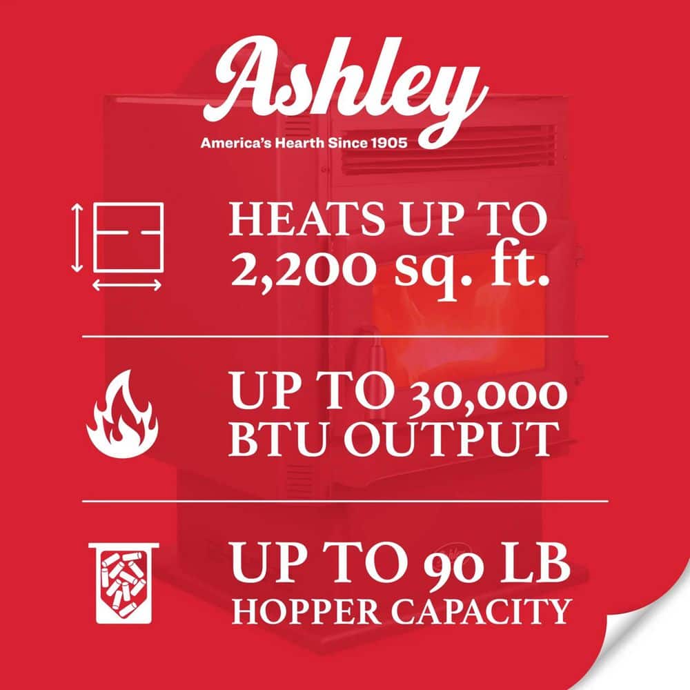 Ashley Hearth Products Ashley 2200 sq. ft. Pedestal Pellet Stove 90 LB. Hopper-Wi-Fi AP5617-W
