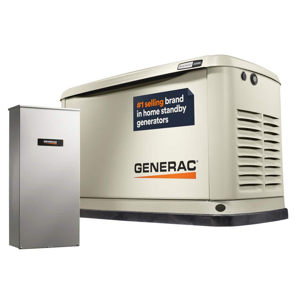 Generac 22,000 Watt - Dual Fuel Air- Cooled Whole House Home Standby Generator, Smart Home Monitoring & 200-AMP Transfer Switch 7043