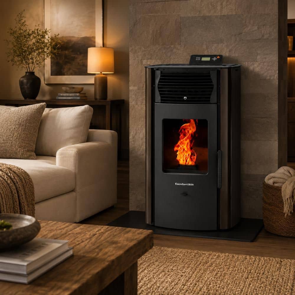 ComfortBilt 2,200 sq. ft. Pellet Stove with a 47 lbs. Hopper in Bronze HP50S-Brown