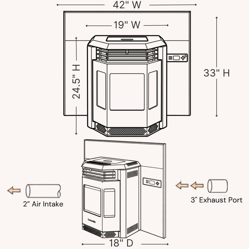 ComfortBilt 2,800 sq. ft Pellet Stove Fireplace Insert with a 47 lbs. Hopper in Black and Stainless Steel HP22i-SS
