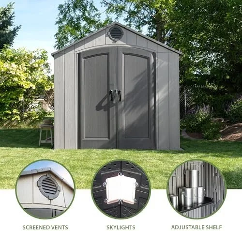 Lifetime Outdoor Storage Shed, 8 x 10 Foot, Grays