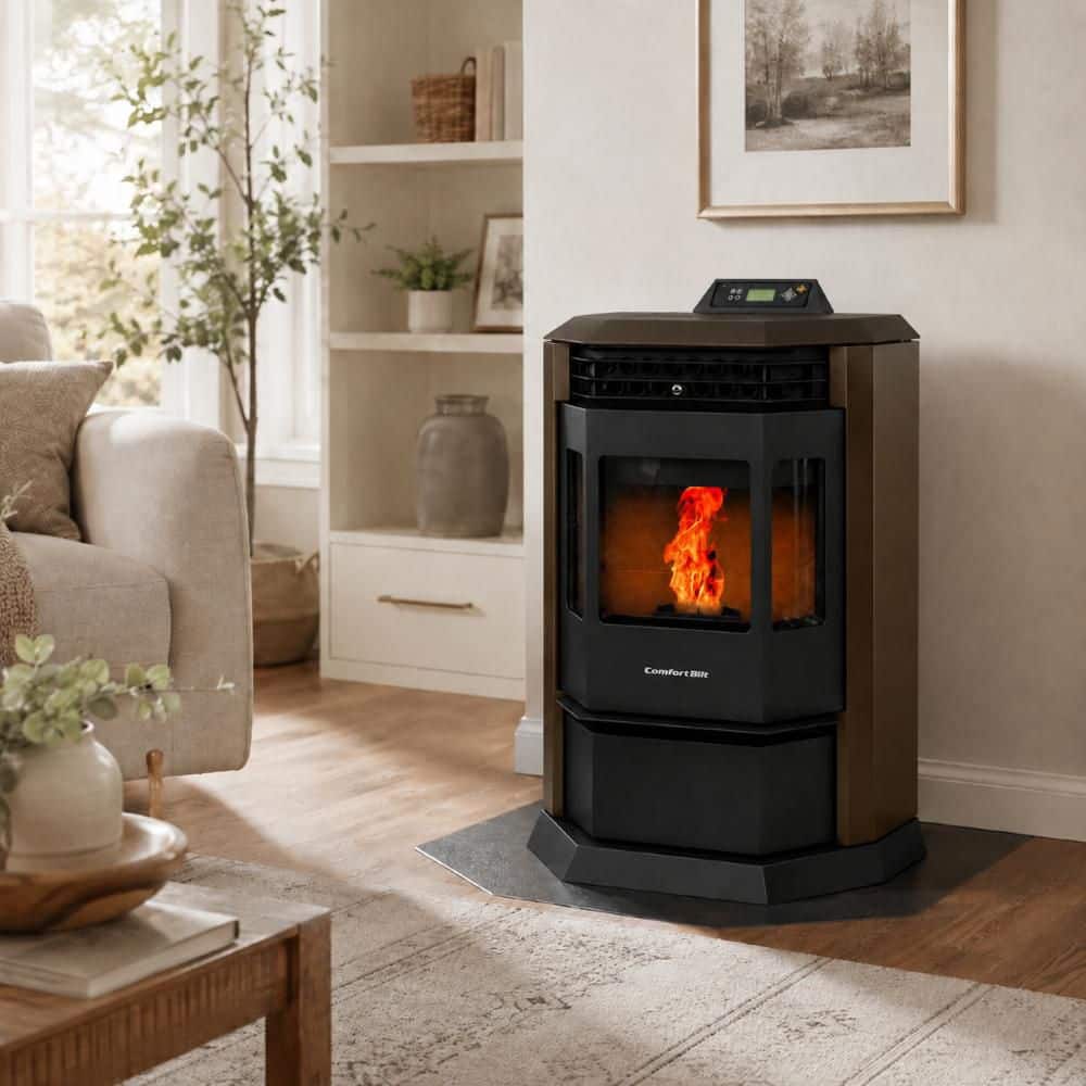 ComfortBilt 2,800 sq. ft. Pellet Stove with 55 lbs. Hopper in Bronze HP22-Brown