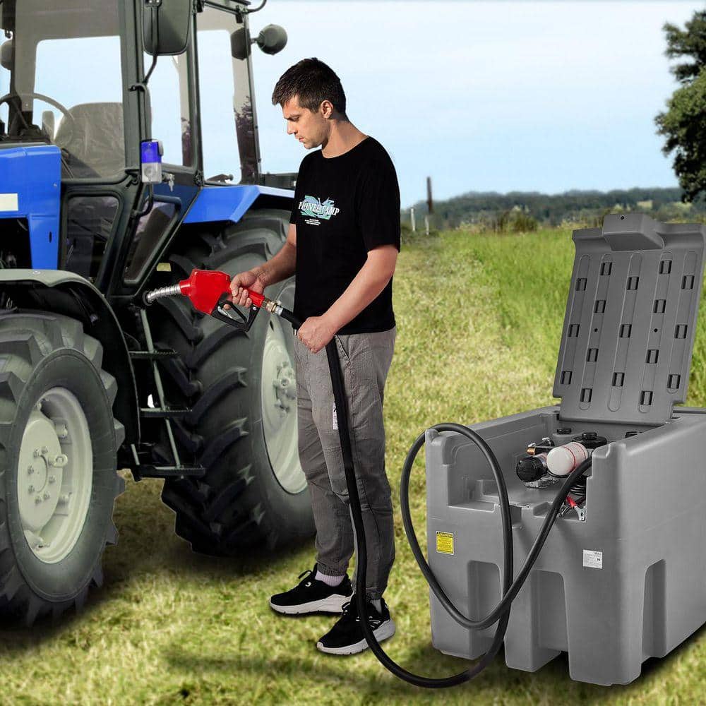 SKYSHALO Portable Diesel Tank, 116 Gallon Capacity and 10 GPM Flow Rate, Diesel Fuel Tank with 12V Electric Transfer Pump, Gray SLYXJLBDDWC79VOFMV0-730