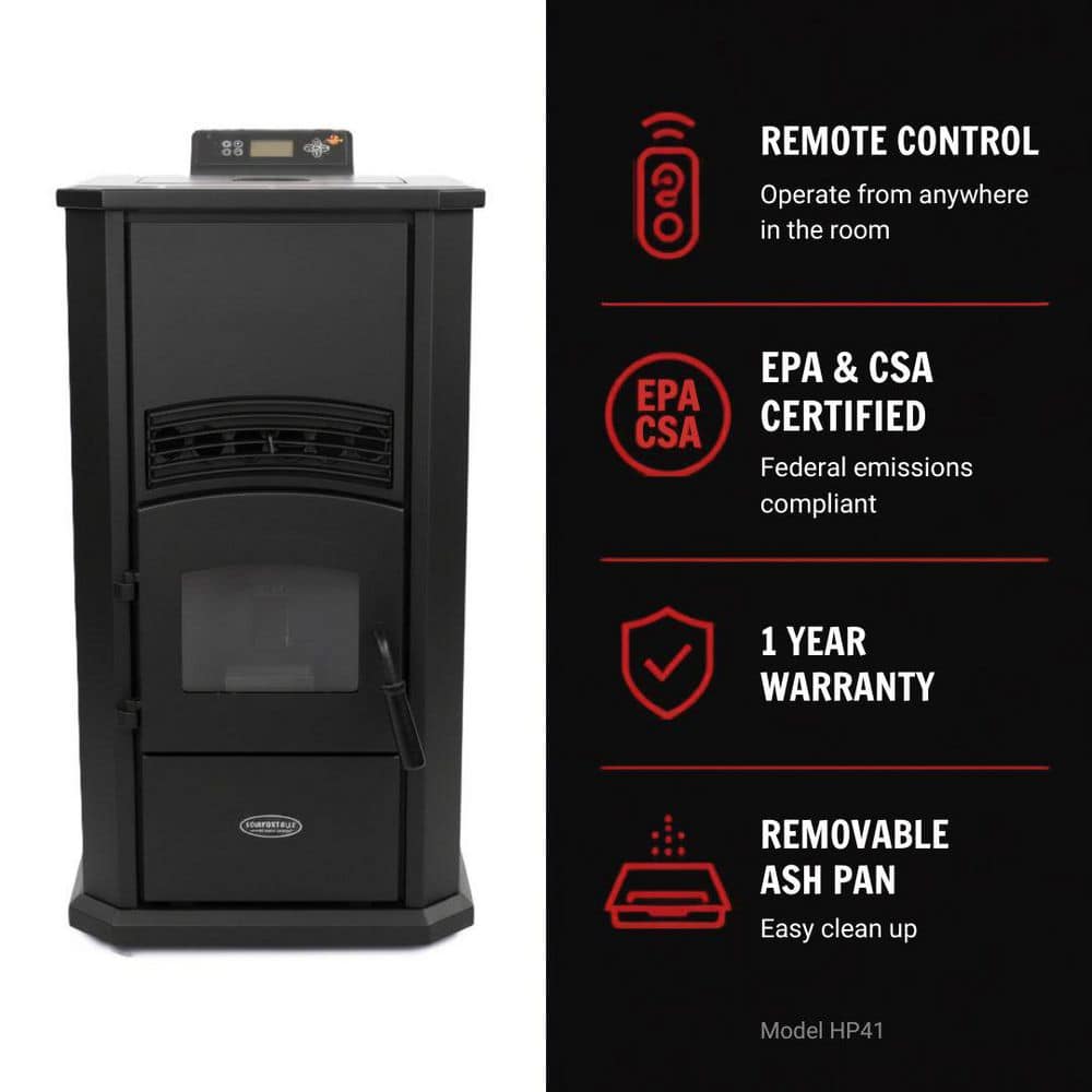 ComfortBilt 2,200 sq. ft. Pellet Stove with a 52 lb. Hopper in Black HP41-Alpine