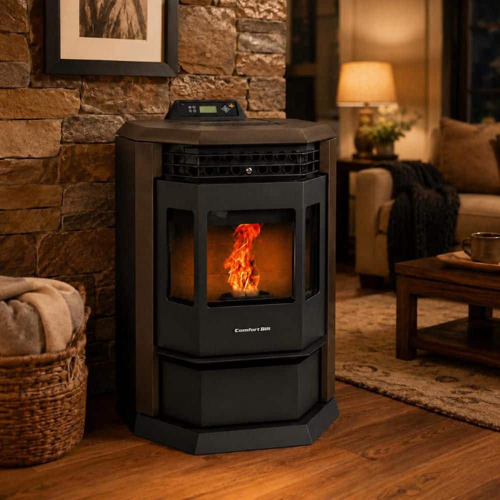 ComfortBilt 2,800 sq. ft. Pellet Stove with 55 lbs. Hopper in Bronze HP22-Brown