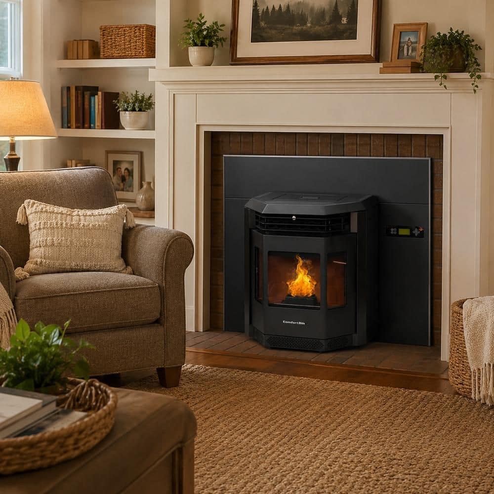 ComfortBilt 2,800 sq. ft. Pellet Stove Fireplace Insert with a 47 lbs. Hopper in Black HP22i