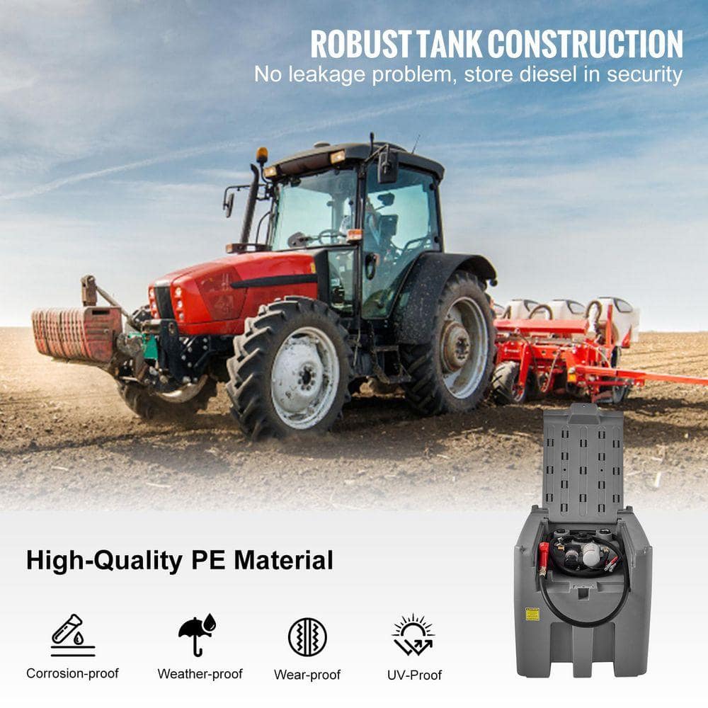 SKYSHALO Portable Diesel Tank, 116 Gallon Capacity and 10 GPM Flow Rate, Diesel Fuel Tank with 12V Electric Transfer Pump, Gray SLYXJLBDDWC79VOFMV0-730