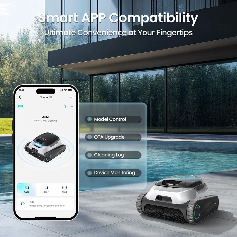 AIPER Scuba N1 Plus Robotic Pool Vacuum for In/Above-ground Pool Floor, Wall, Waterline-White Scuba N1 Plus