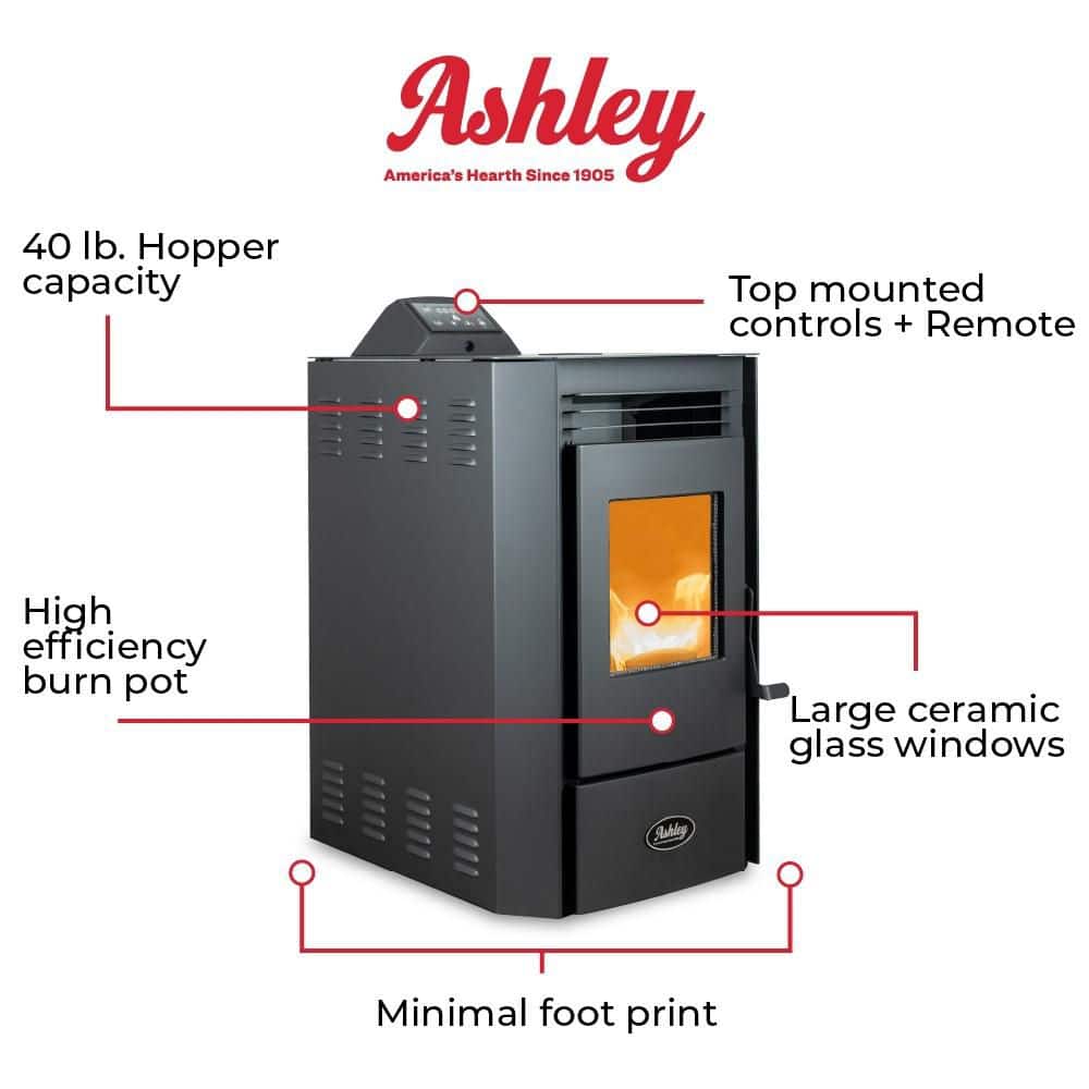 Ashley Hearth Products Ashley 1800 sq. ft. Pedestal Pellet Stove 40 lb. Hopper - Wi-Fi AP5613-W