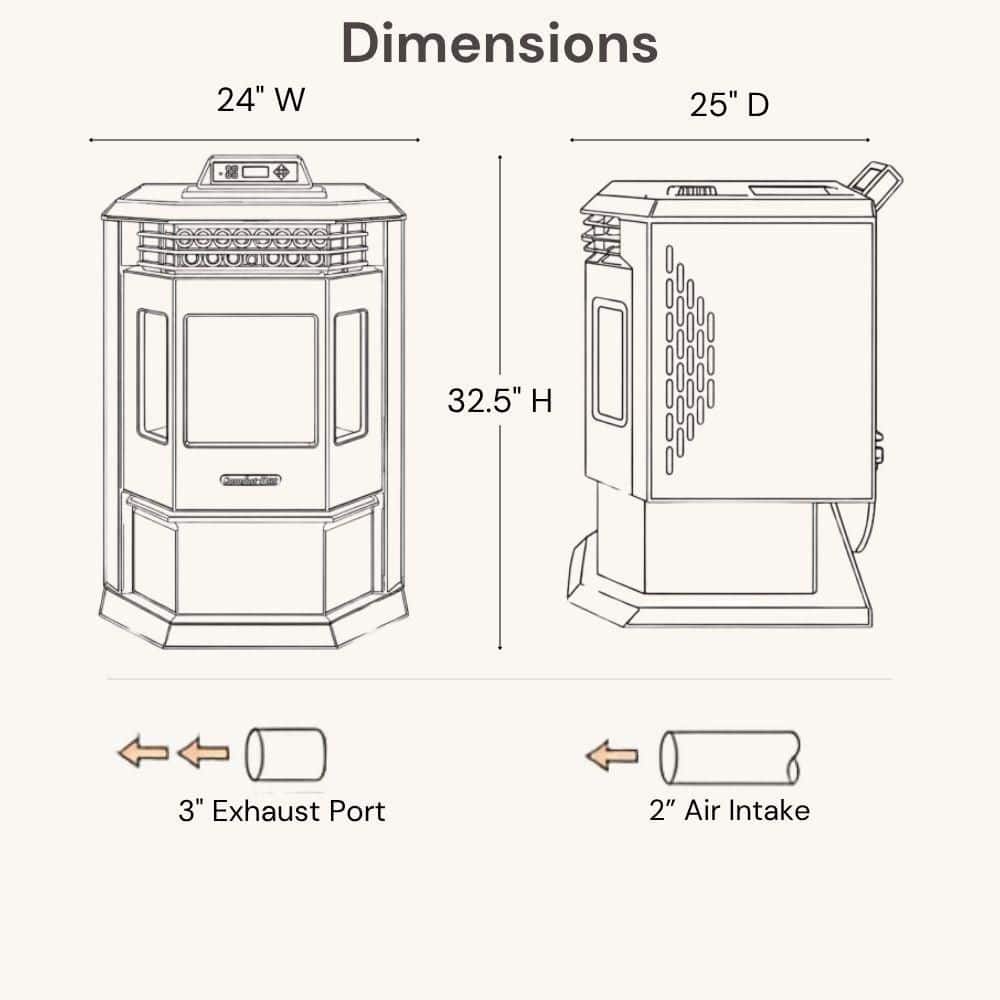 ComfortBilt 2,800 sq. ft. Pellet Stove with 55 lbs. Hopper in Burgundy HP22-Burgundy