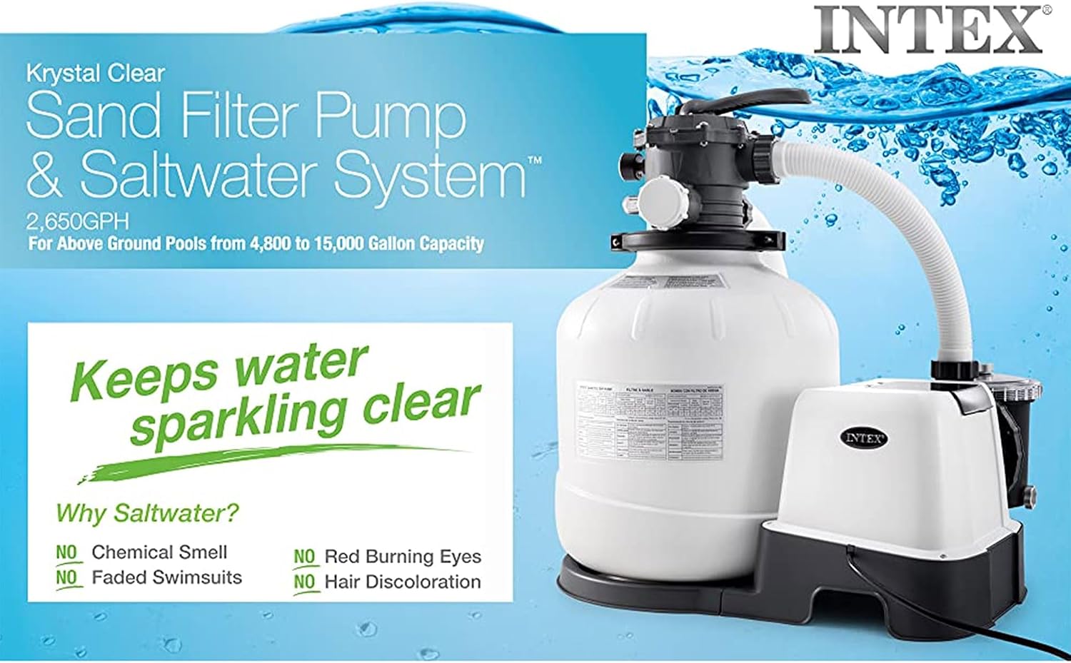 INTEX Krystal Clear 2,650 GPH Sand with Automatic Pool Vacuum Cleaner