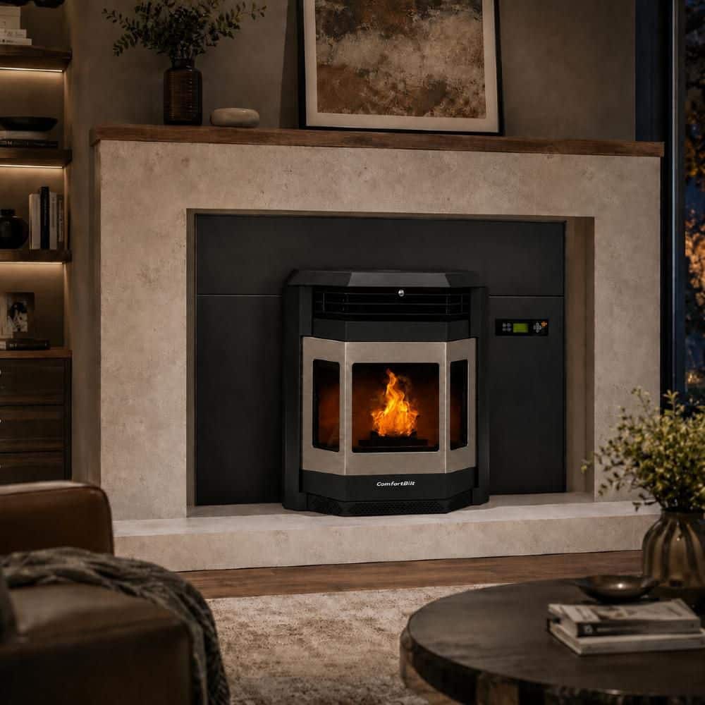 ComfortBilt 2,800 sq. ft Pellet Stove Fireplace Insert with a 47 lbs. Hopper in Black and Stainless Steel HP22i-SS