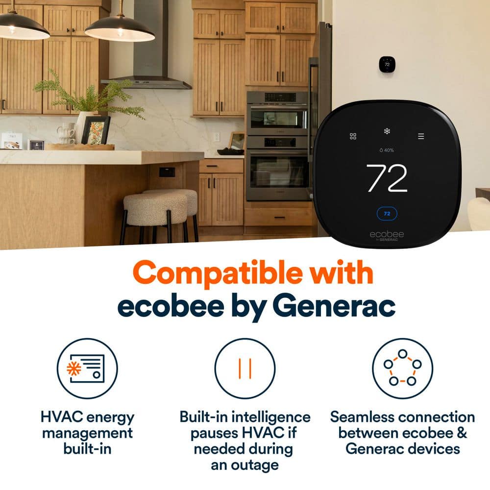 Generac 26kW Air-Cooled Auto Start Natural Gas or Propane Whole House Generator and 200 Amp Transfer Switch w/ Smart Monitoring 7328