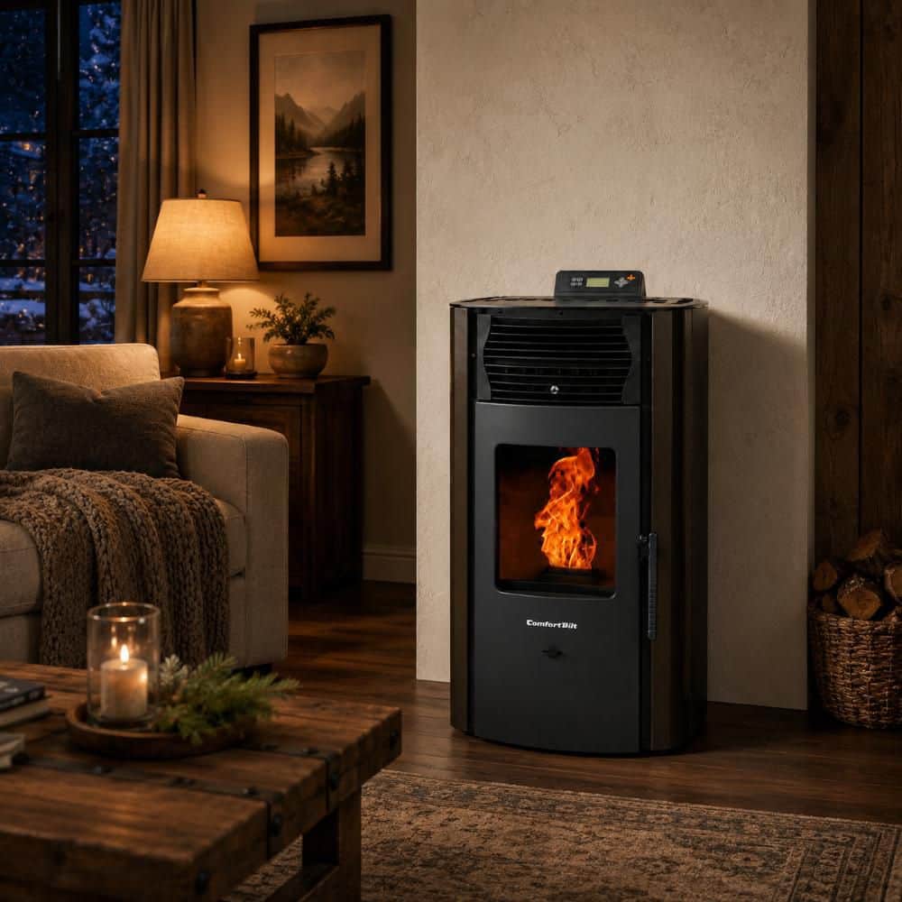 ComfortBilt 2,200 sq. ft. Pellet Stove with a 47 lbs. Hopper in Bronze HP50S-Brown
