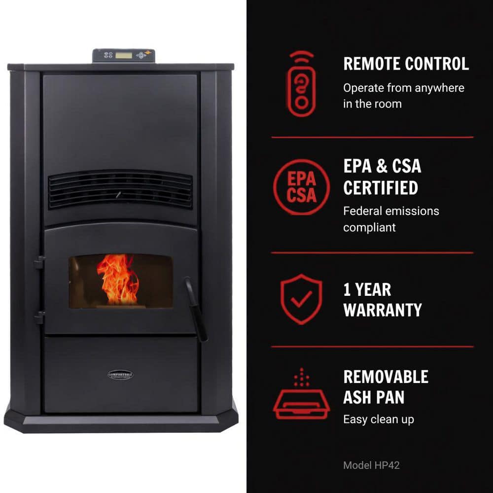 ComfortBilt 2,800 sq. ft. Pellet Stove with a 120 lbs. Hopper in Black HP42-ALPINE