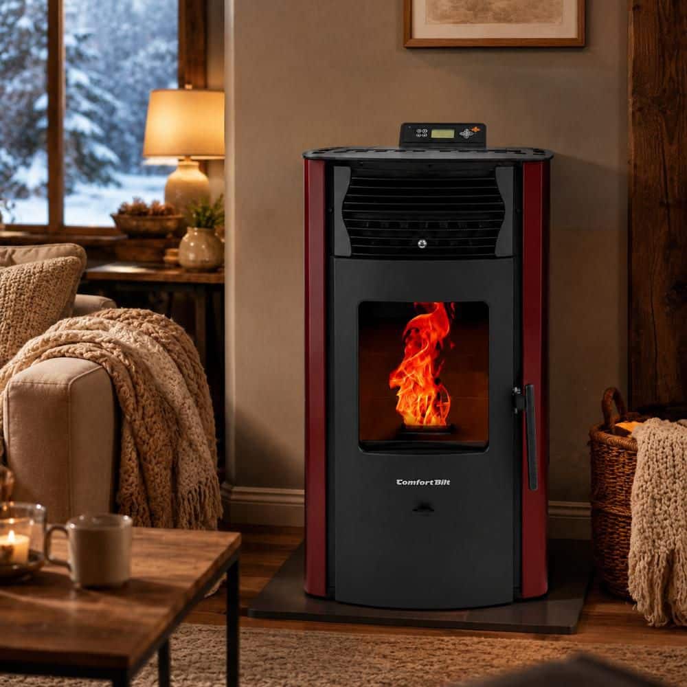 ComfortBilt 2,200 sq. ft. Pellet Stove with a 47 lbs. Hopper in Burgundy HP50-Burg