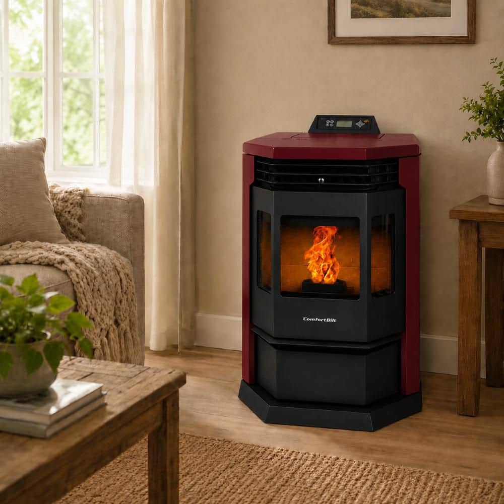 ComfortBilt 2,800 sq. ft. Pellet Stove with 55 lbs. Hopper in Burgundy HP22-Burgundy