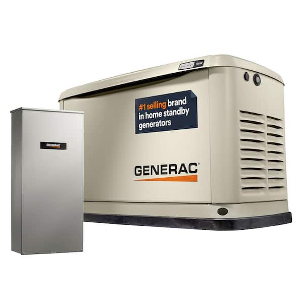 Generac Guardian 18,000-Watt (LP)/17,000-Watt (NG) Air-Cooled Whole House Generator with Wi-Fi and 200-Amp Transfer Switch 7228