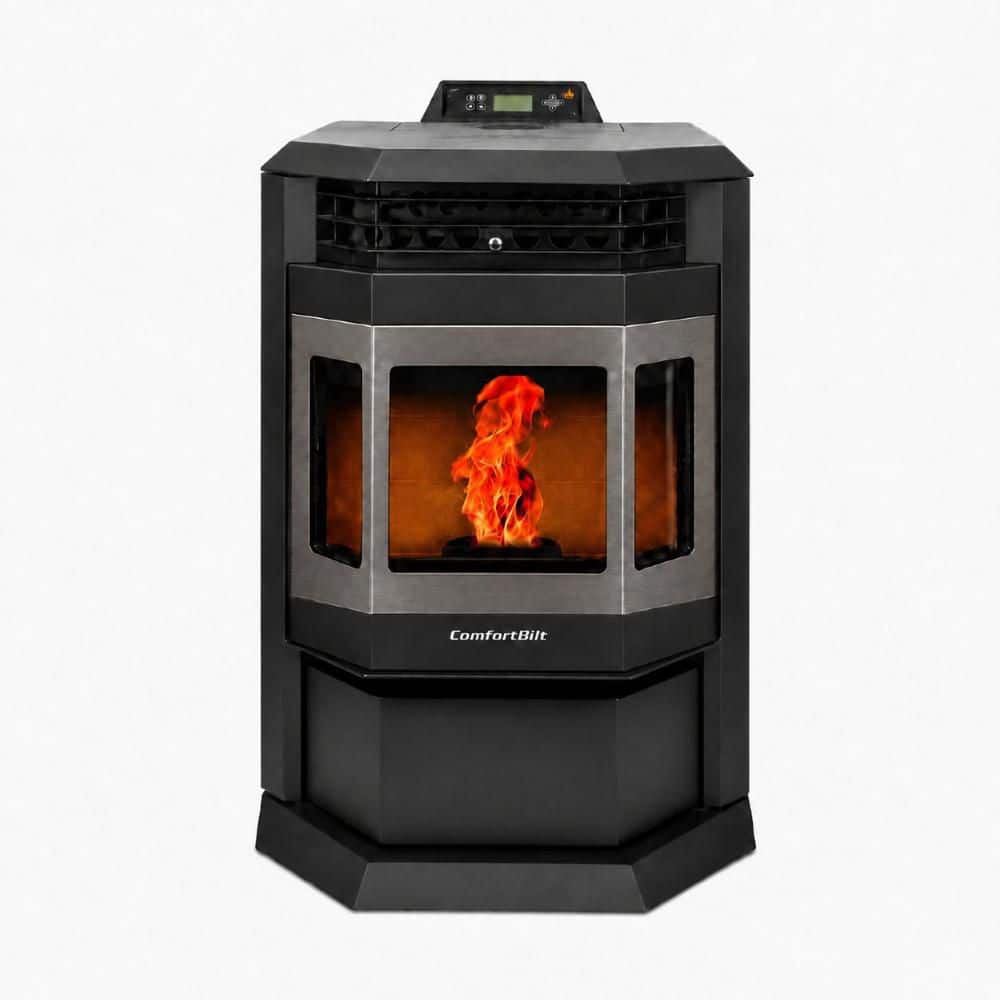 ComfortBilt 2,800 sq. ft. Pellet Stove with 55 lbs. Hopper in Black with Stainless Steel Trim HP22SS-Black