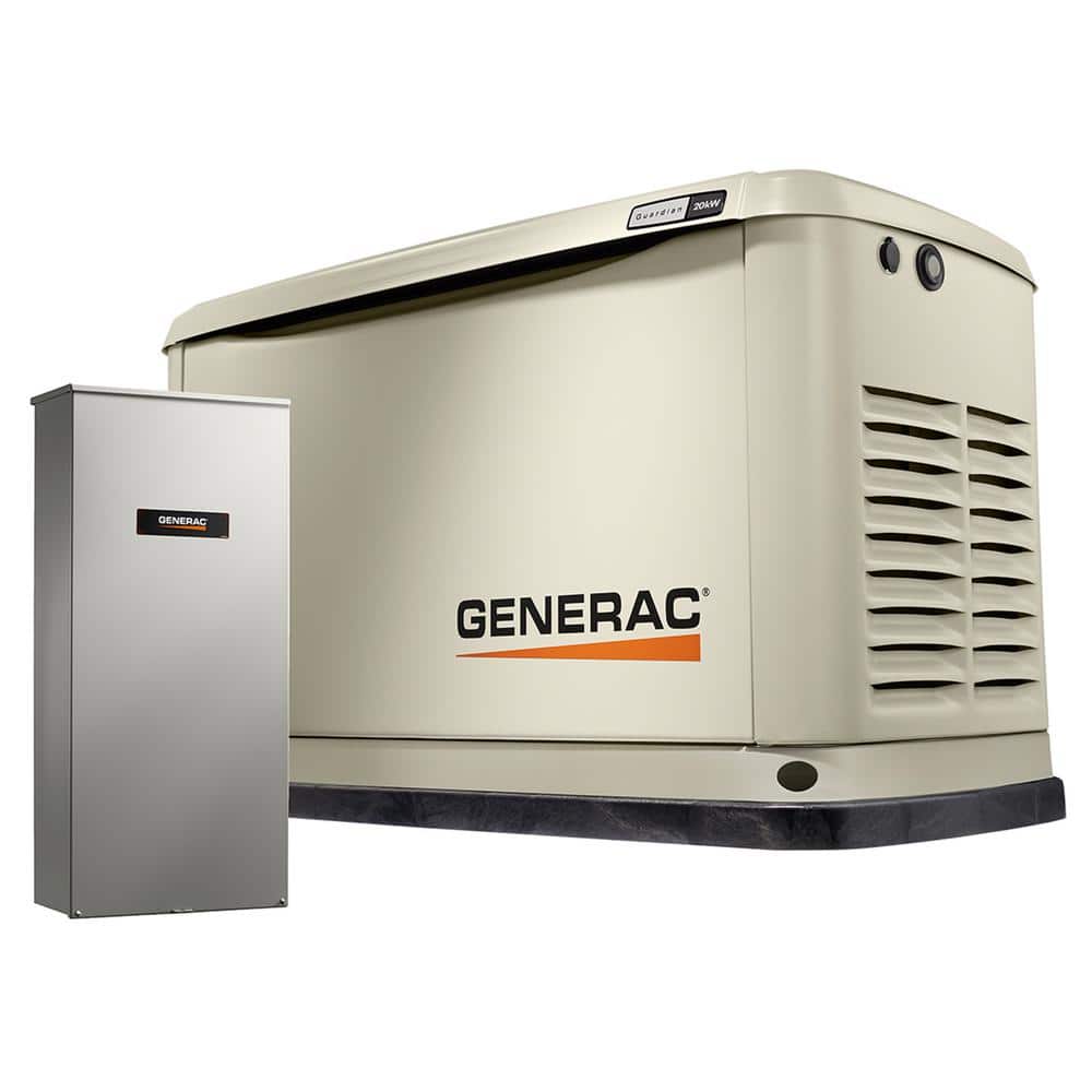 Generac Guardian 20,000-Watt (LP) / 18,000-Watt (NG) Air-Cooled Whole House Generator with Wi-Fi and 200-Amp Transfer Switch 7039