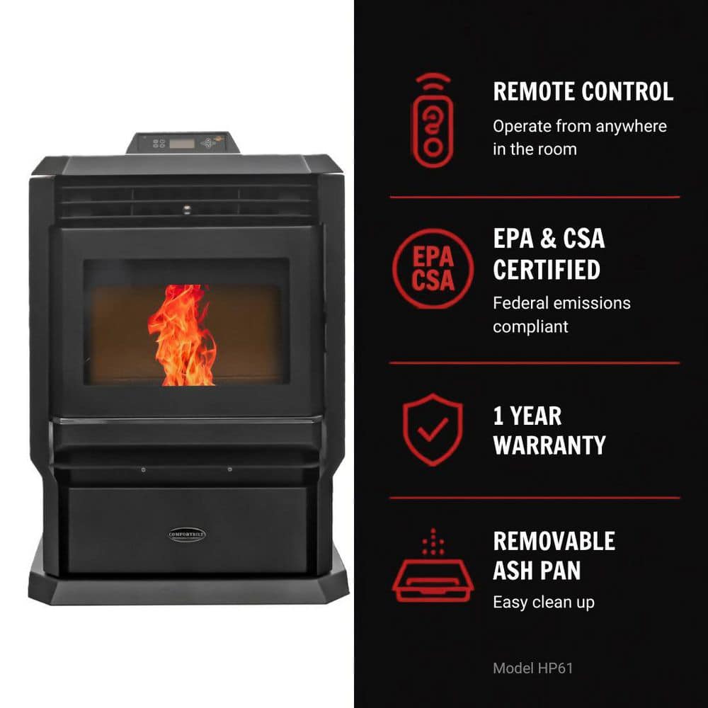 ComfortBilt 3,000 sq. ft. Pellet Stove with a 51 lbs. Hopper in Black HP61-Black