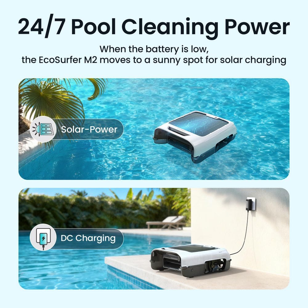 AIPER EcoSurfer M2 Robotic Pool Skimmer: with 24/7 Continuous Cleaning, Anti-Leakage Cleaning, App Compatibility, White ECOSURFER M2