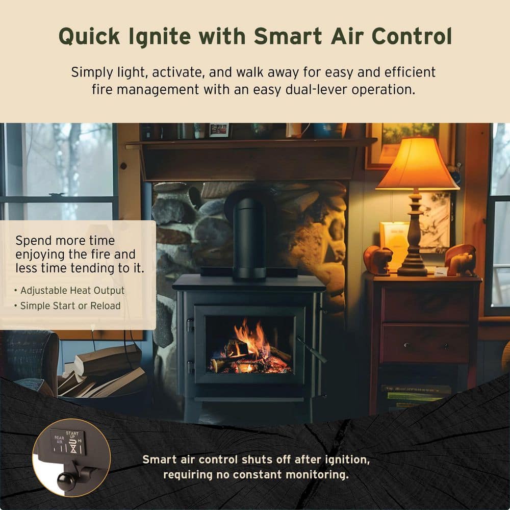 Forge & Flame WoodPro 300 3,000 sq. ft. EPA Certified Steel Wood Stove w/ Smart Air Control FF-WP-300