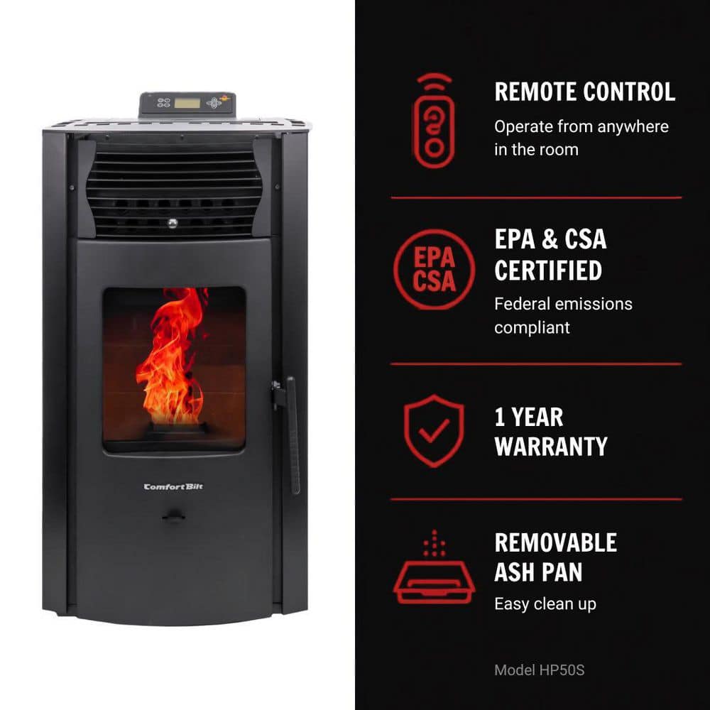ComfortBilt 2,200 sq. ft. Pellet Stove with a 47 lbs. Hopper in Black HP50-Black