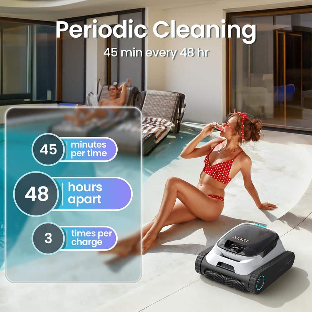 AIPER Scuba N1 Cordless Robotic Pool Vacuum-Automatic Pool Vacuum for In-Ground Pools up to 1600 sq. ft. White Scuba N1