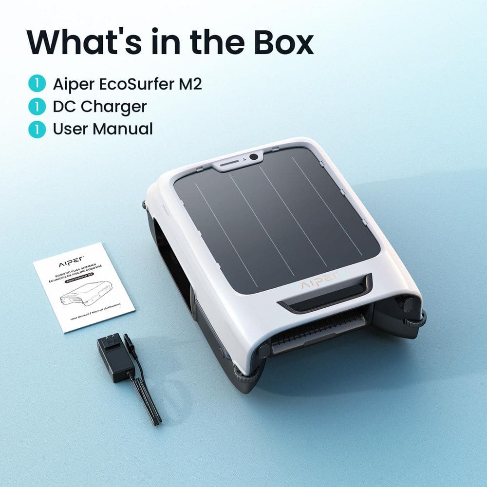 AIPER EcoSurfer M2 Robotic Pool Skimmer: with 24/7 Continuous Cleaning, Anti-Leakage Cleaning, App Compatibility, White ECOSURFER M2